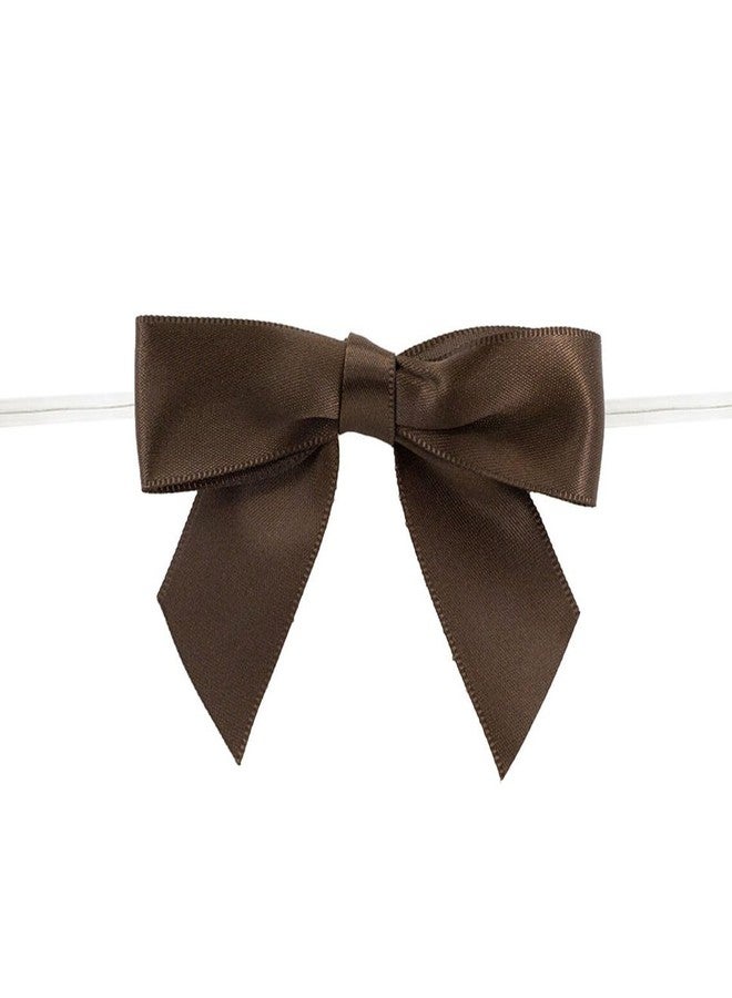 GiftWrap Etc. Brown Satin Pre-Tied Decorative Bows - 3" Wide, Set of 10, Christmas, Wedding Favors, Fall Decor, Birthday, Thanksgiving Gift Ribbons, Autumn, Gift Bows - Image 1